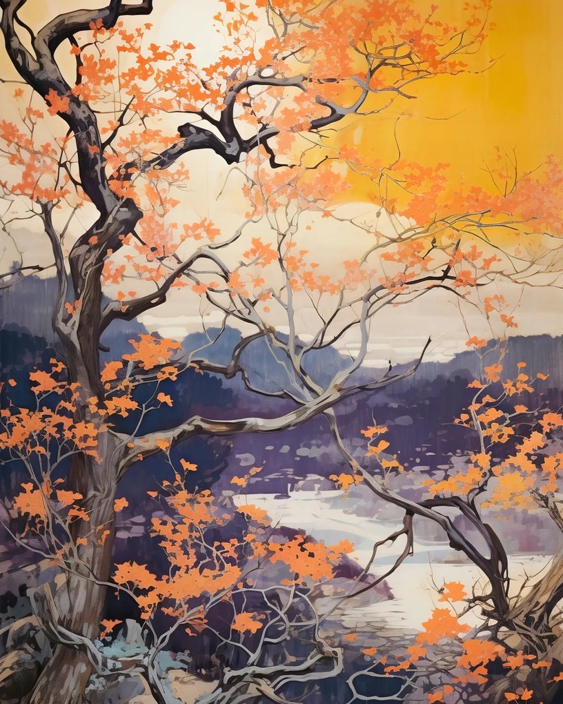 Poszter 40x50cm Arany Ősz a tóparton