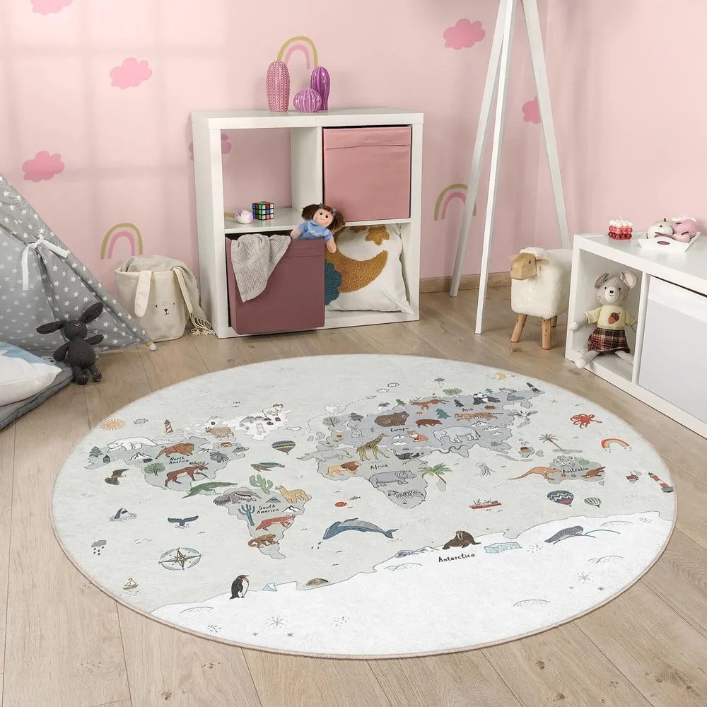 Mosható gyerek játszószőnyeg ø80 cm Big World – Mila Home