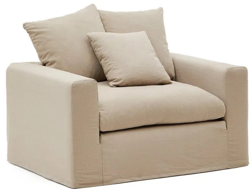 Bézs len fotel Nora – Kave Home