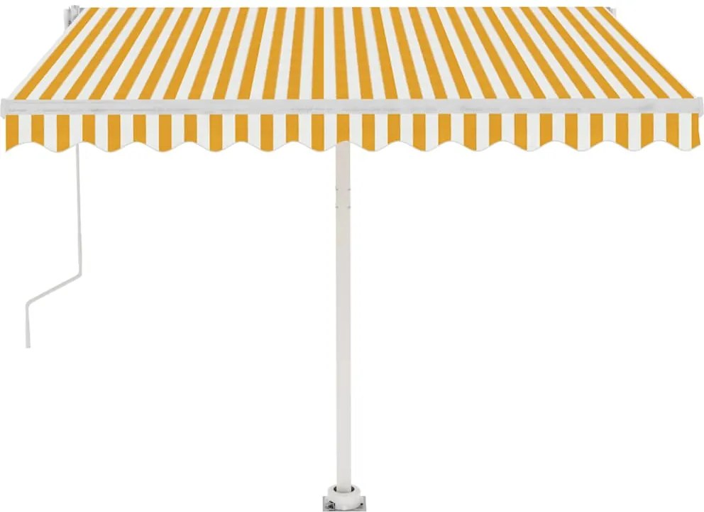 vidaXL sárga-fehér automata póznás napellenző 350 x 250 cm