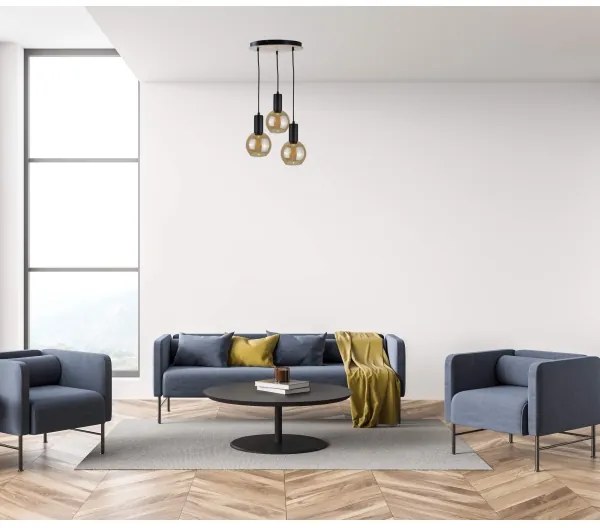 Csillár zsinóron JANTAR WOOD 3xE27/60W/230V á. 30 cm