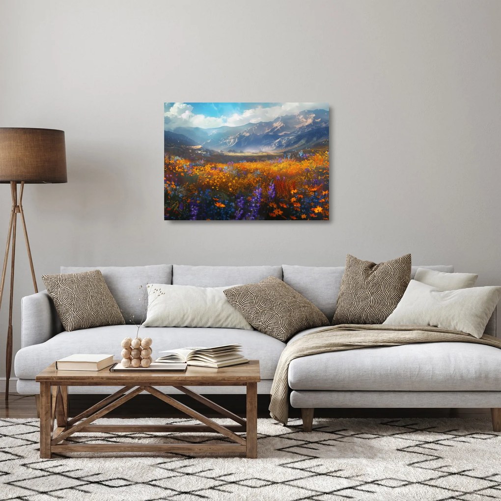 Üveg kép - Festett hegyi táj II. (70x50 cm)