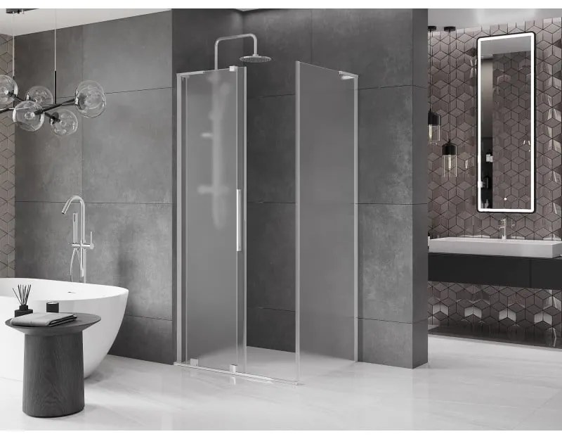 Mexen Velar L, zuhany sarok tolóajtóval 120 x 70 cm, 8 mm matt üveg, króm, 871-120-070-33-01