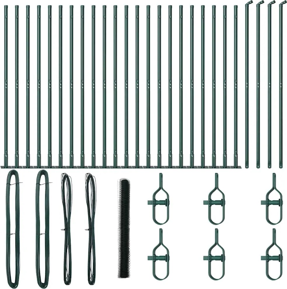 vidaXL Kerítésoszlop Zöld 50 x 1,4 m (36 mm rácsos) Acél és PVC