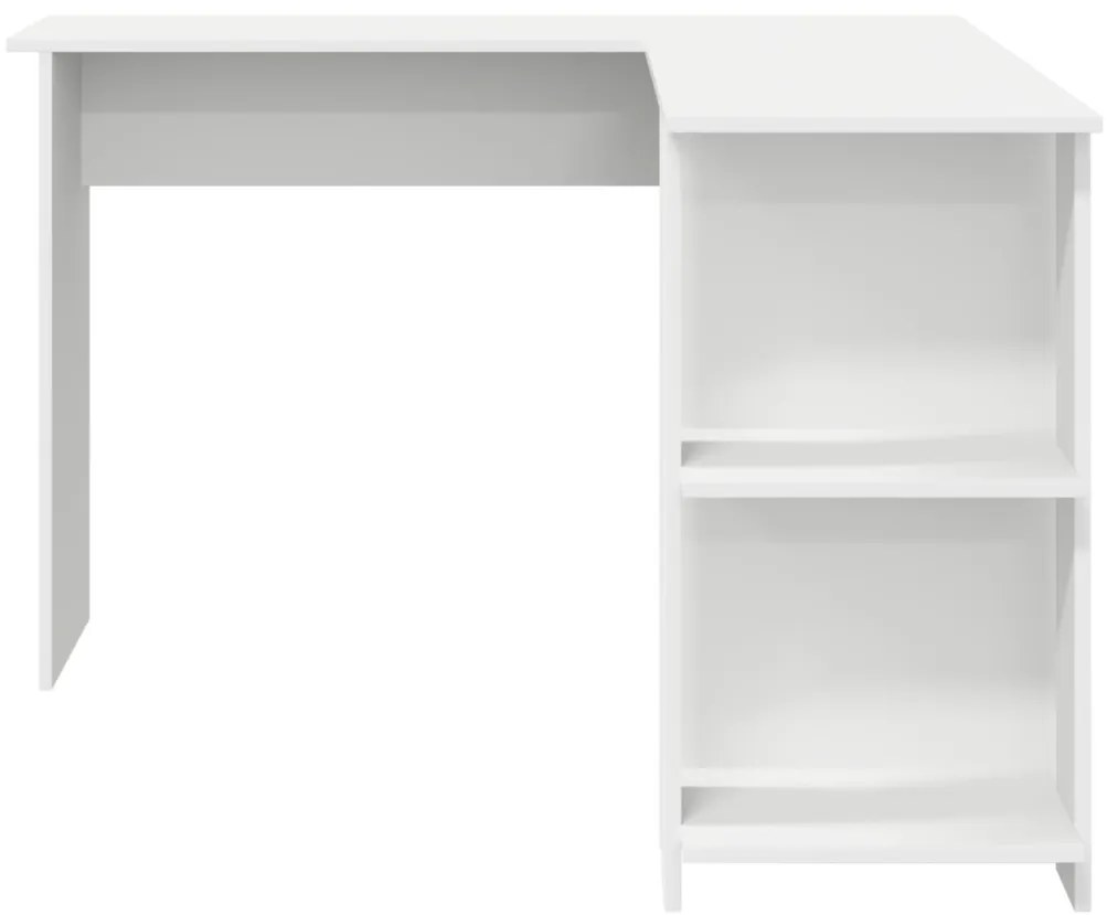 Sarokasztal tárolóval Fehér 140 x 113.5 x 75 cm Faanyag