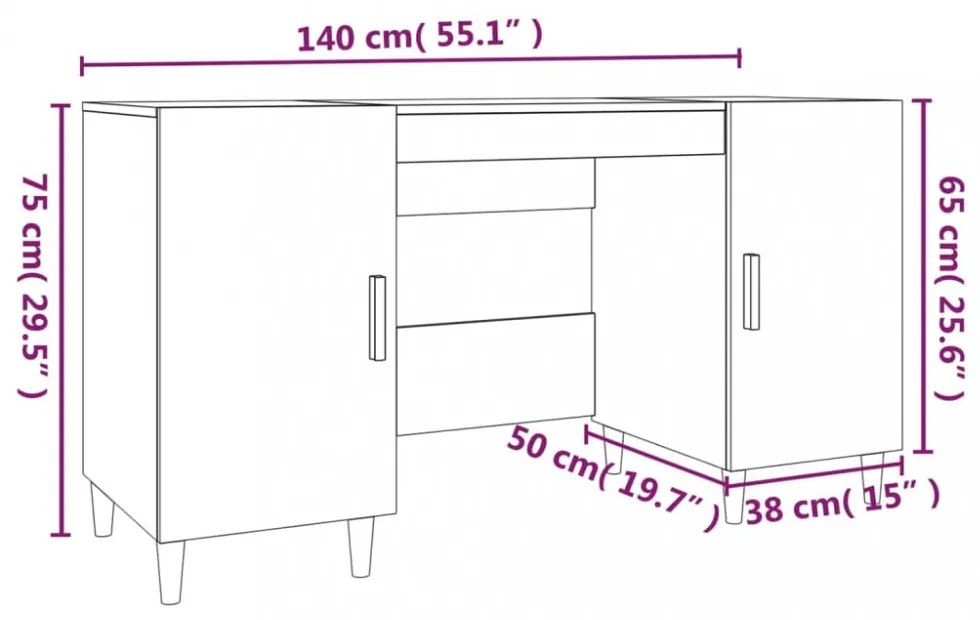 fekete szerelt fa íróasztal 140 x 50 x 75 cm