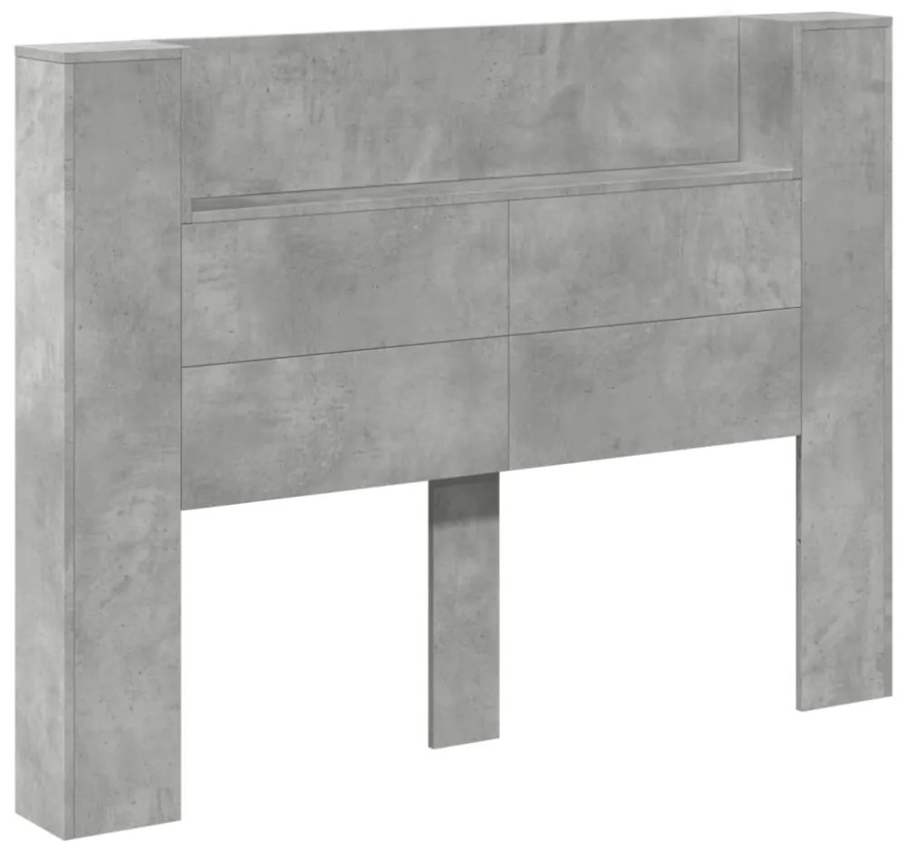 betonszürke áthidalószekrény LED-világítással 140x16,5x103,5 cm