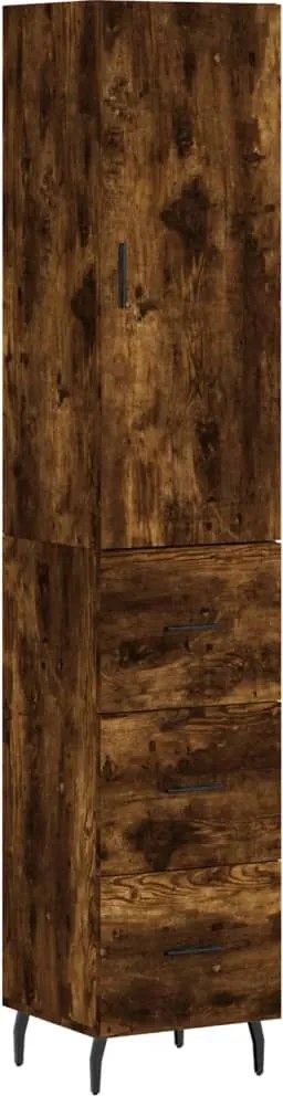 vidaXL füstös tölgy színű szerelt fa magasszekrény 34,5x34x180 cm