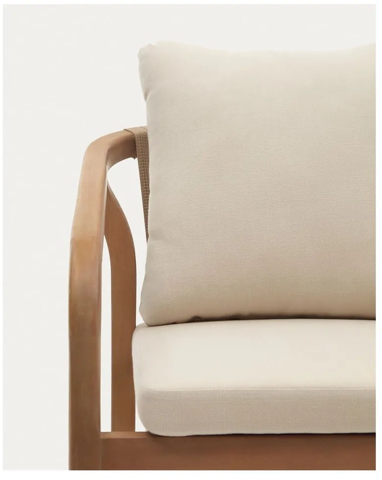 Bézs-natúr színű tömörfa-párnázott kerti szék szett 4 db-os Malaret – Kave Home