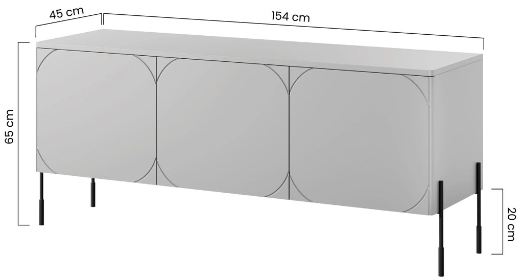 Sonatia háromajtós fiókos TV szekrény 150 cm - kasmír