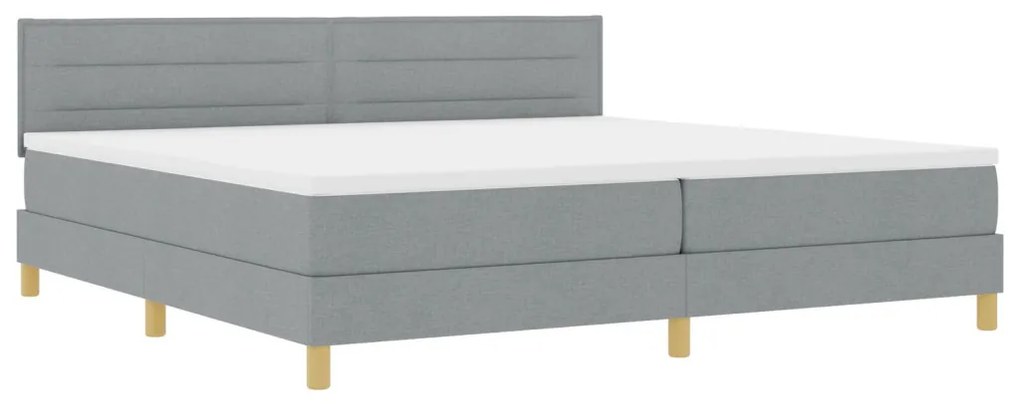 Box Spring Ágy Matraccal Világosszürke 200x200 cm Textil