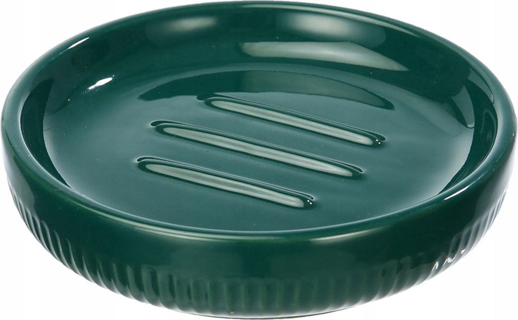 Kerámia Szappantartó Zöld Fürdőszobába Dombornyomott Mintával Elegáns Fényes