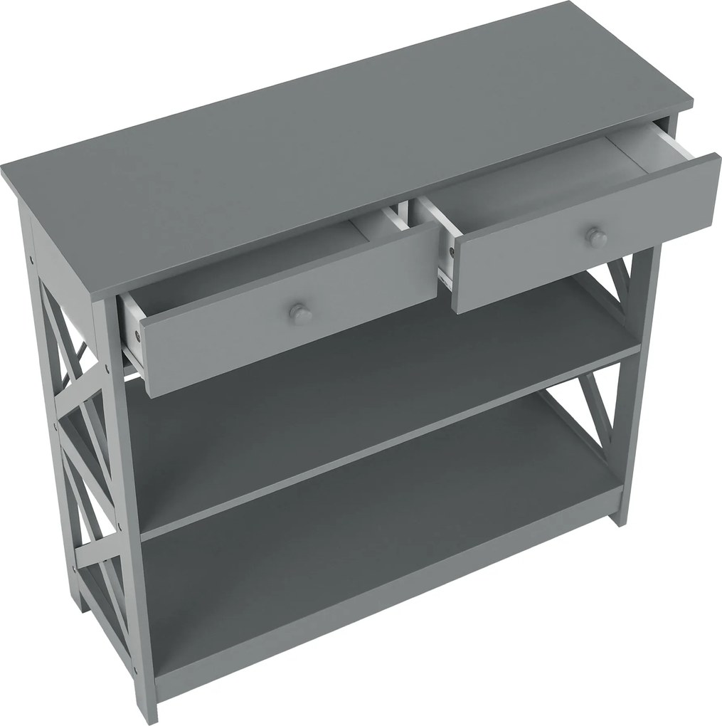 Konzolasztal, szürke, LOMIR