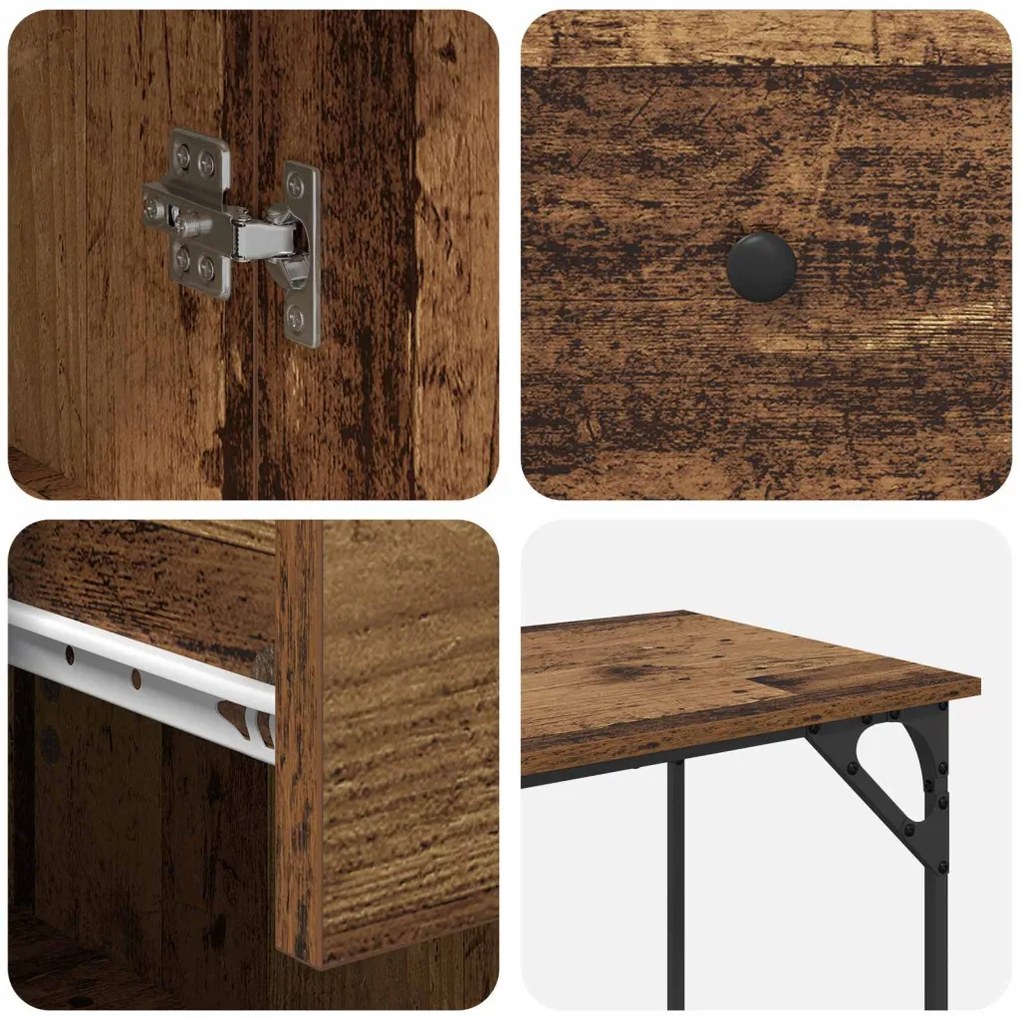 vidaXL Számítógépes asztal fiókkal Öreg fa 131 x 48 x 75 cm Faanyag