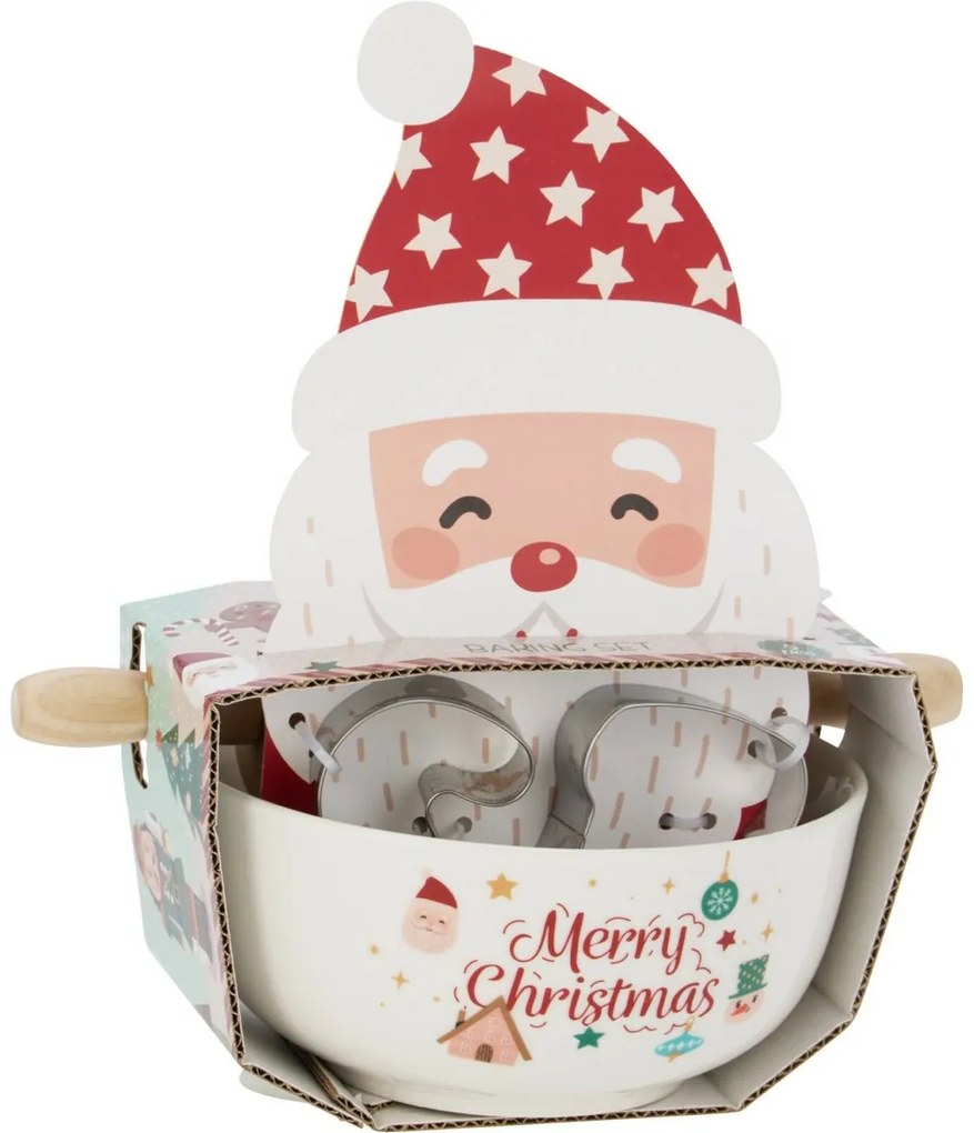 Santa karácsonyi sütő szett – tál, sodrófa, kiszúrók