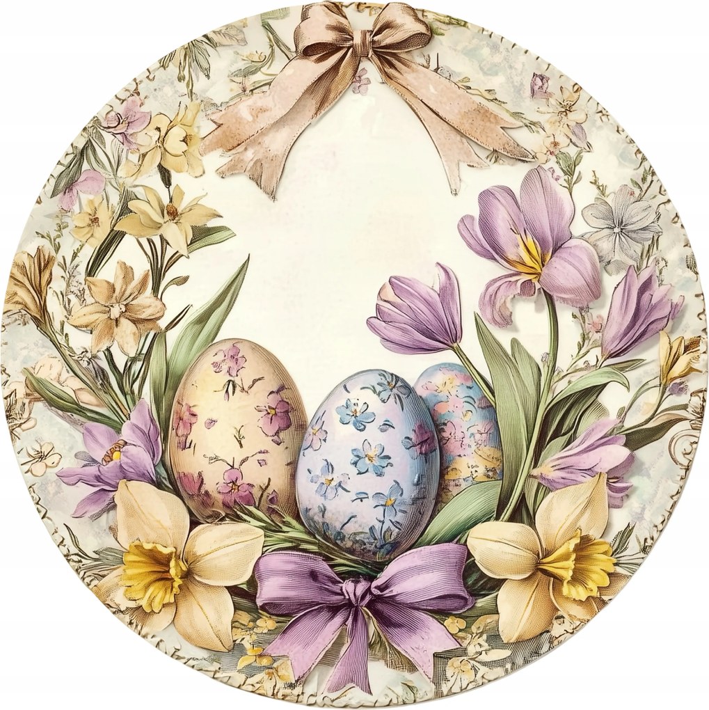 Kerámia poháralátétek x4 Húsvéti tojások tavaszi virágokkal körülvéve