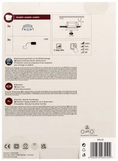 Paulmann 93410 - SADA 3xLED/6,5W IP44 Dimmelhető fürdőszobai lámpa COLE 230V