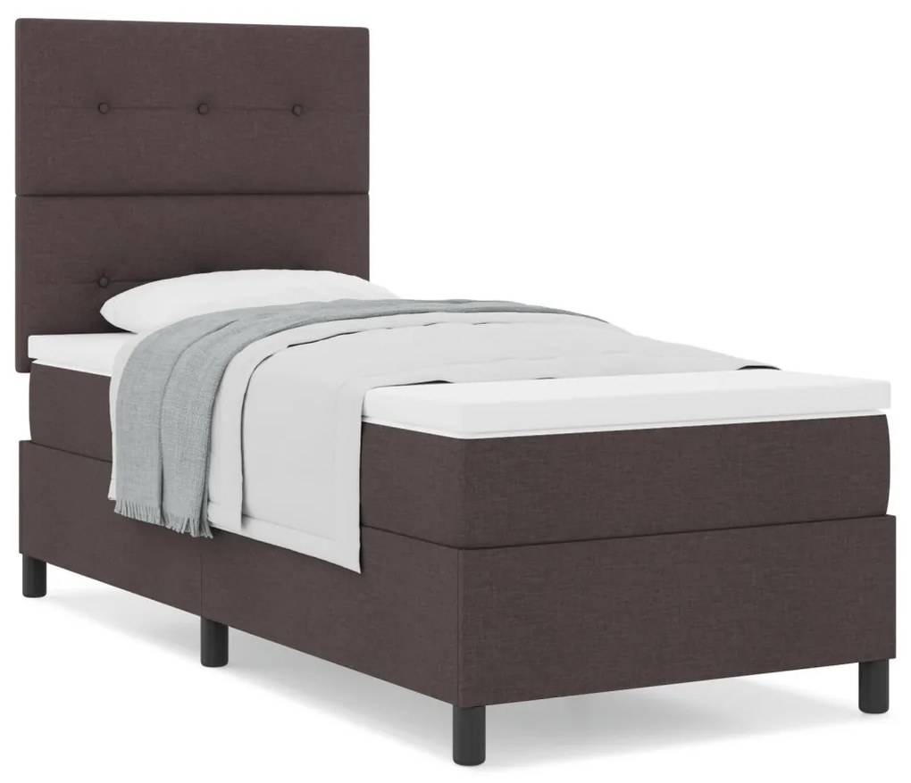 Box Spring ágy matraccal sötétbarna egyszemélyes szövet