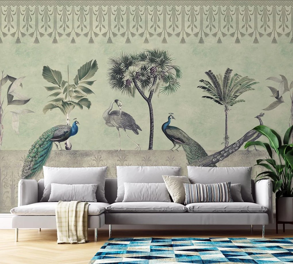 Gario Fotótapéta Pávak a dzsungel zöldben - Andrea Haase Anyag: Vlies, Méret: 400 x 280 cm