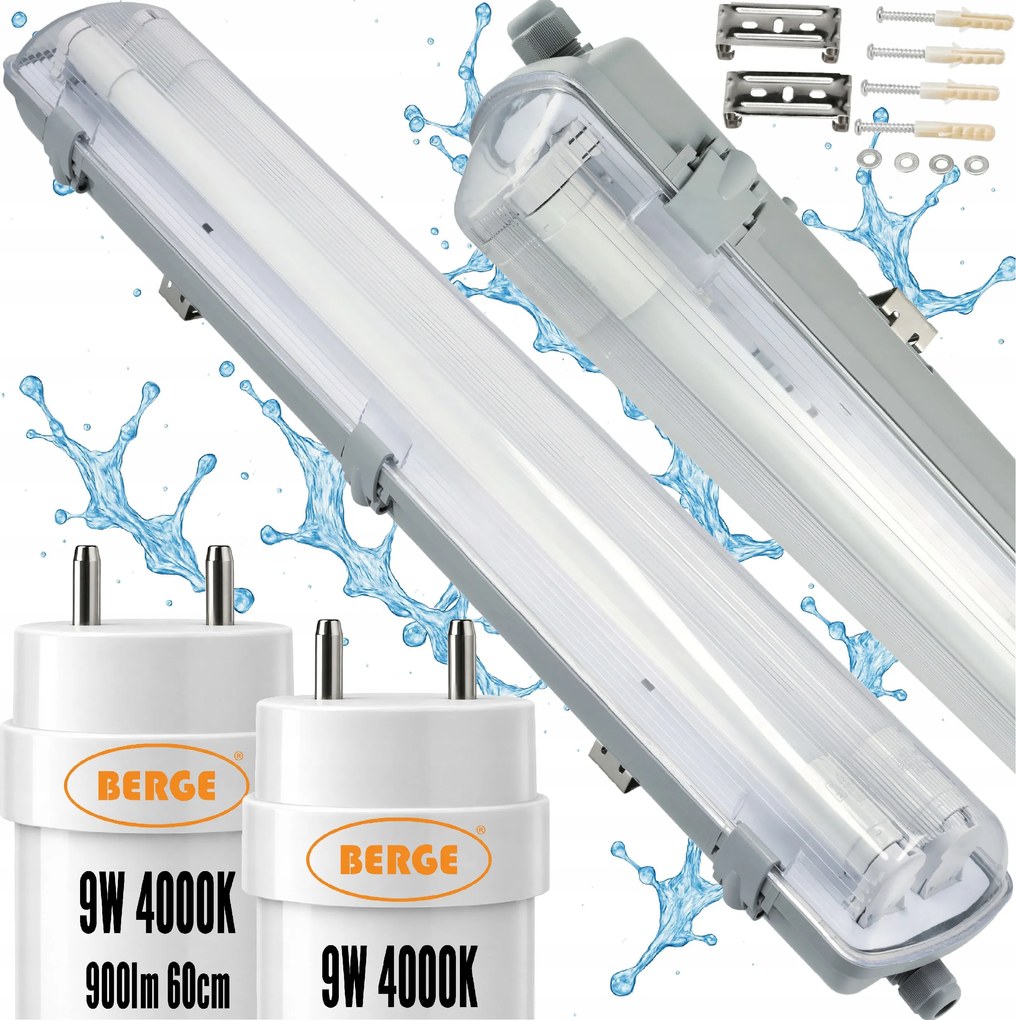 Led lámpa Hermetikus lámpatest 60cm 18W 1800lm 4000K Garázshoz Lemez