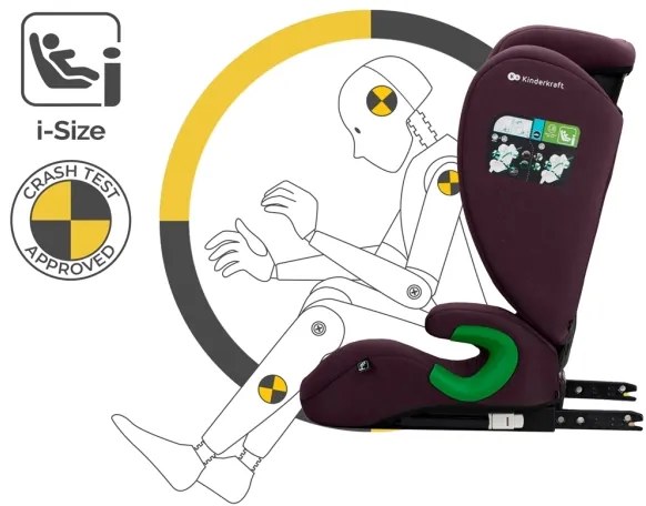KINDERKRAFT JUNIOR FIX 2 autósülés 100-150 cm Cherry pearl