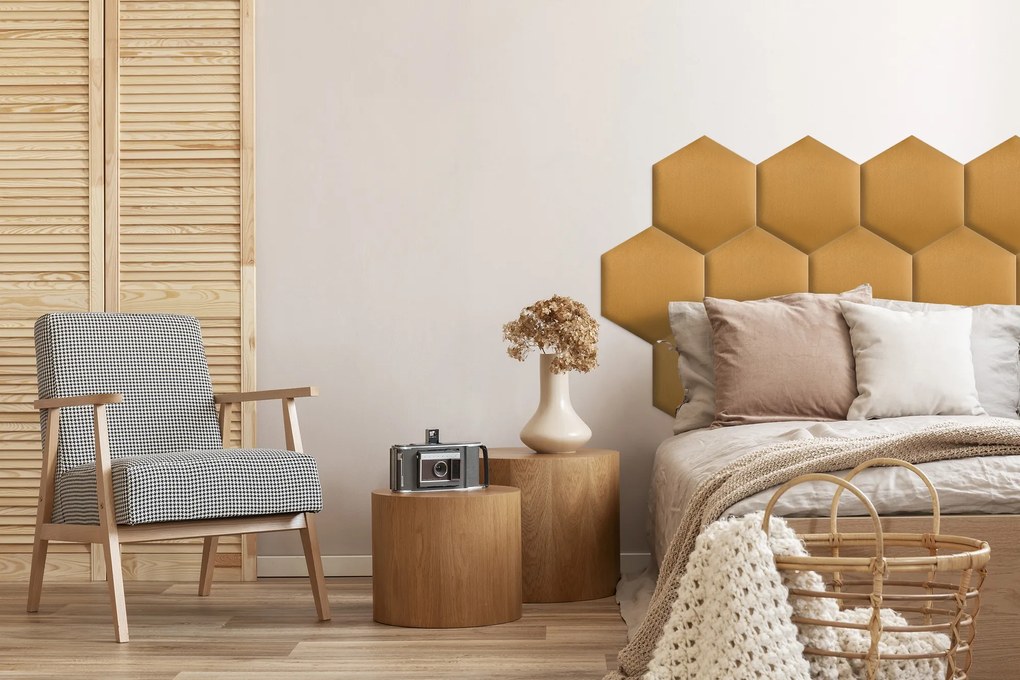 Kárpitozott panel - Hatszög - 30x26cm Szín: Khaki