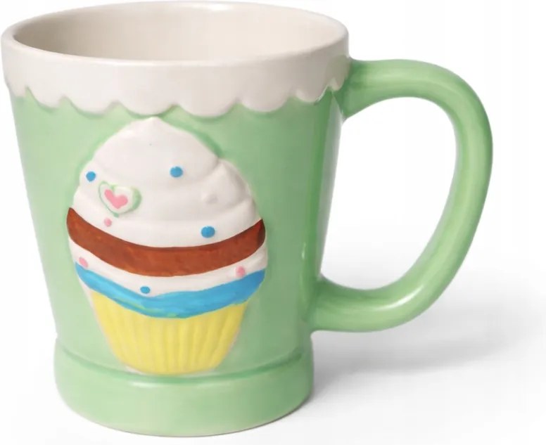 Kerámia bögre muffin motívummal – pasztell, dekoratív, 300 ml