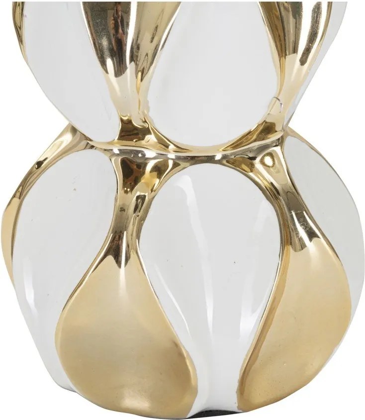 Fehér-aranyszínű kerámia asztali lámpa textil búrával (magasság 46 cm) Glam Balls – Mauro Ferretti