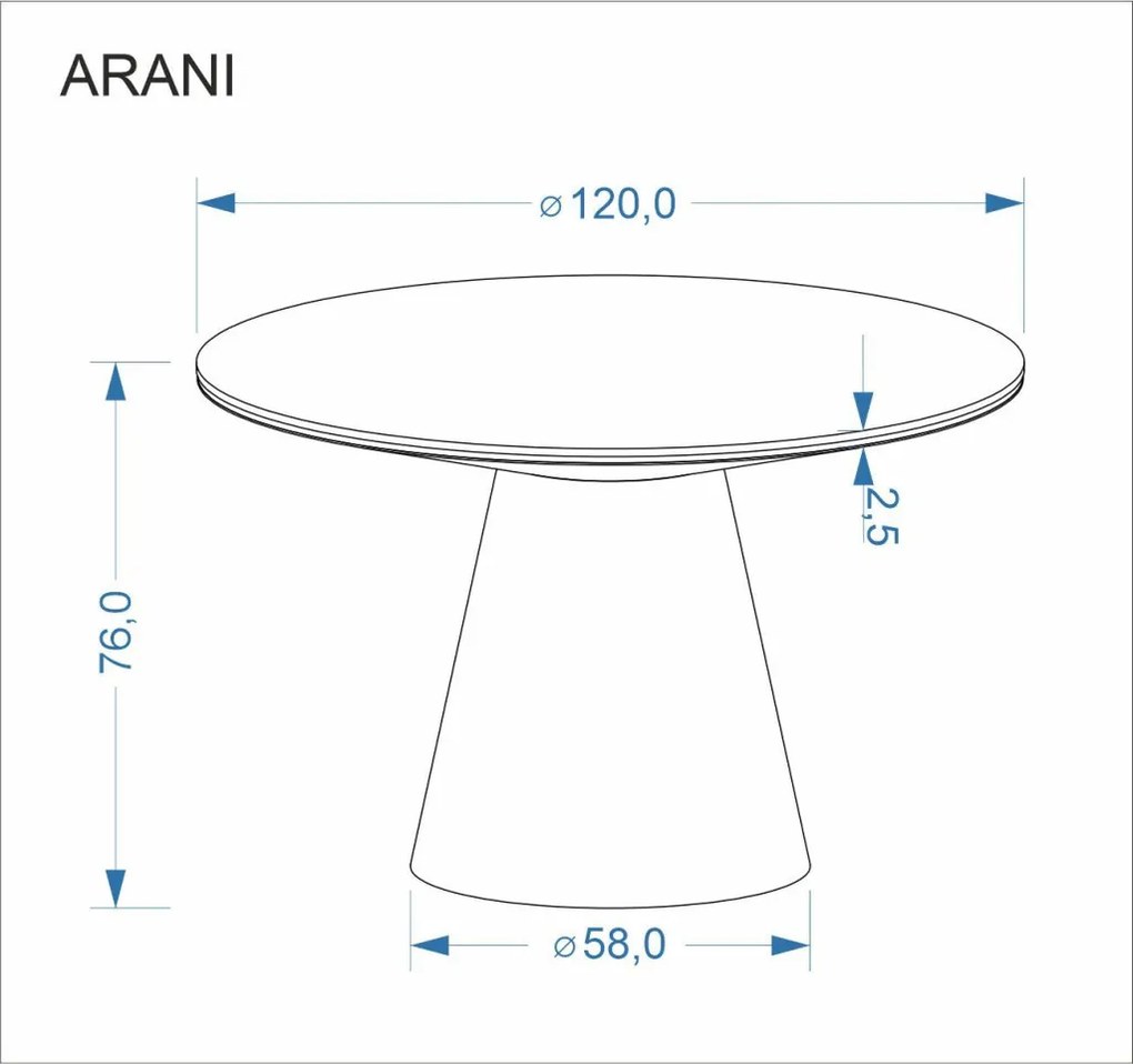 Arani kerek étkezőasztal bézs/dió 120 cm