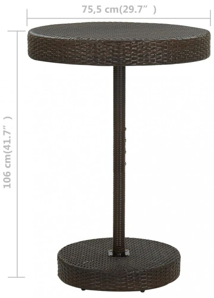 barna polyrattan kerti asztal 75,5 x 106 cm