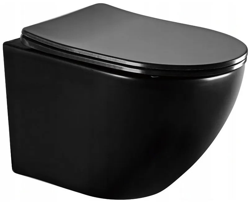 Akasztókészlet GEBERIT Duofix Basic + WC LENA Perem nélküli 48 x 36 cm + lassan eső deszka Slim, fekete, 3322XX85 + 39100185