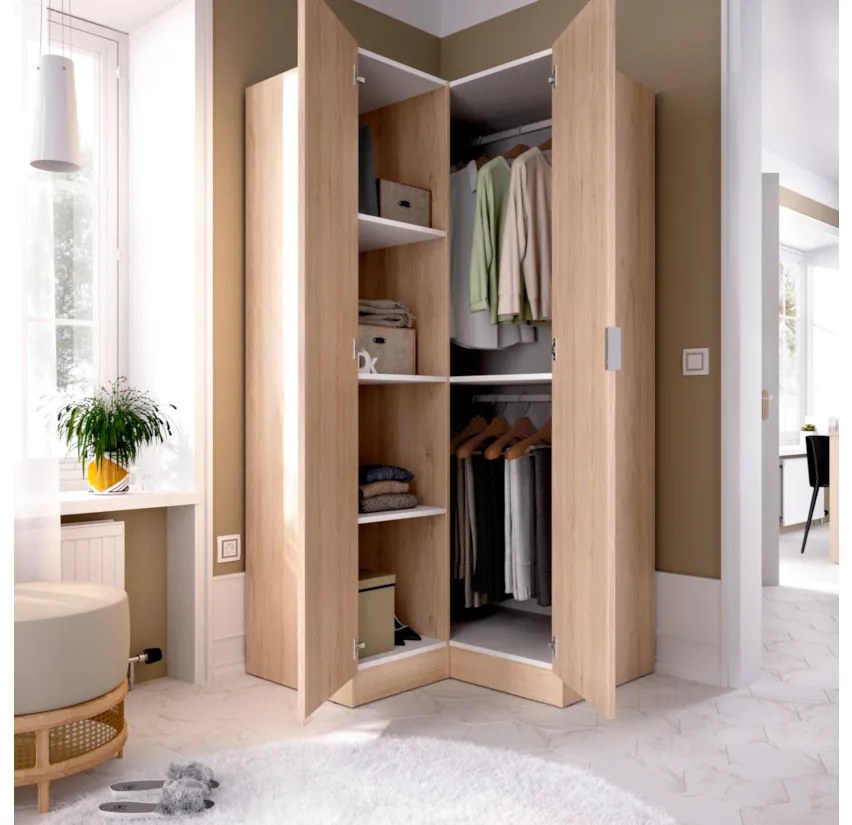 ESSEN nyitott sarokszekrény, 91x184x93, természetes