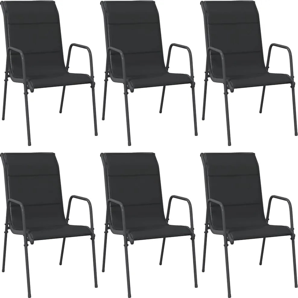 vidaXL 6 db fekete acél és textilén kerti szék