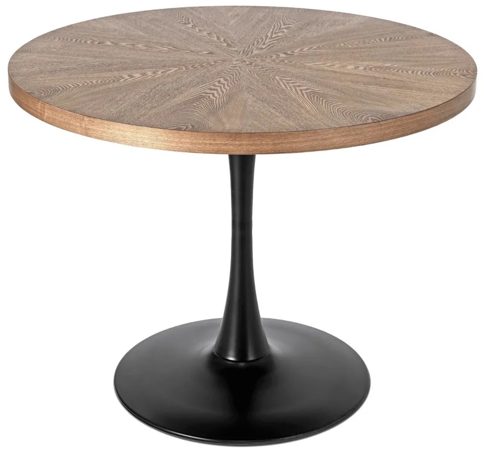 Kerek Étkezőasztal Dió/Fekete Színben. LINO 100 cm