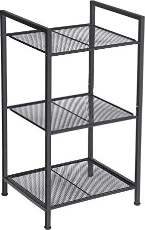 Fém polc, 3 szintes polc, bővíthető, állítható polcok, ipari design, fekete