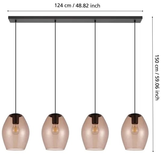Eglo 390162 - Csillár zsinóron ESTANYS 4xE27/40W/230V barna