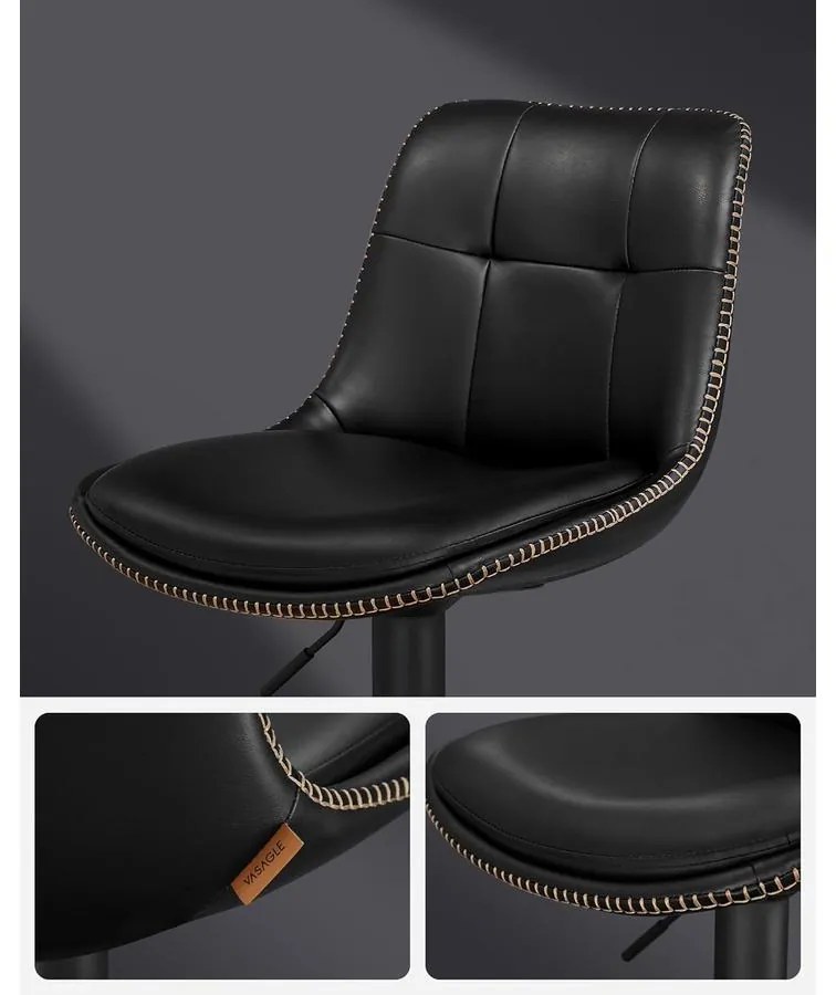 2 db állítható magasságú bárszék szett, 44 x 48 x (90–112) cm, fekete színű