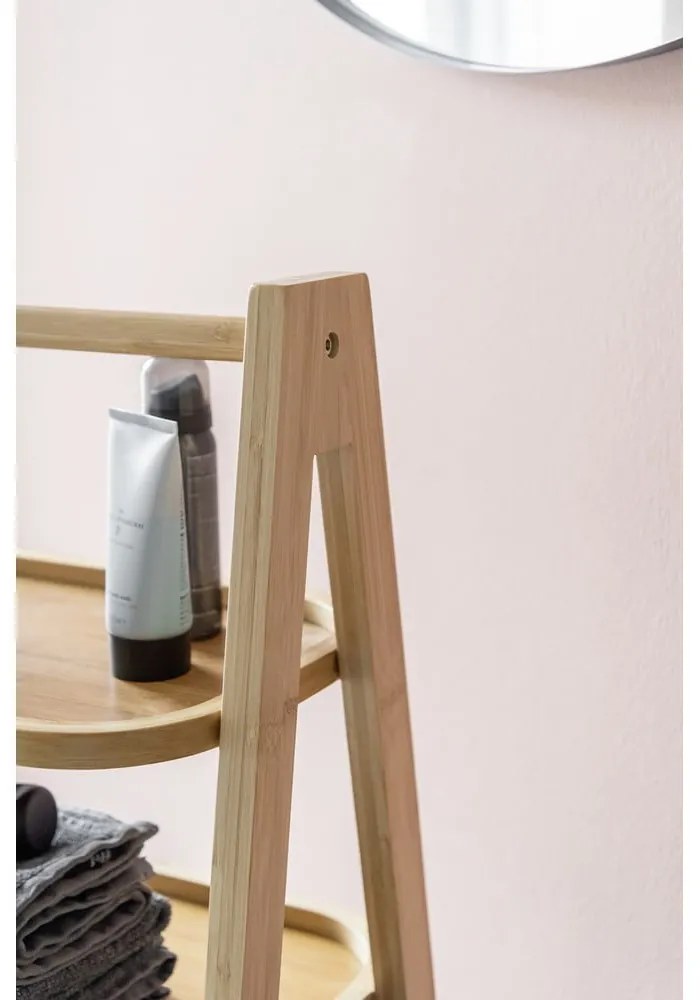 Fekete-natúr színű bambusz fürdőszobai polcos állvány 44x80 cm Ecori – Wenko
