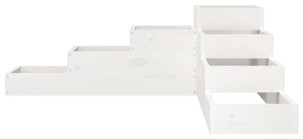 fehér 4 szintes tömör fenyőfa kerti virágtartó 106x104,5x36 cm