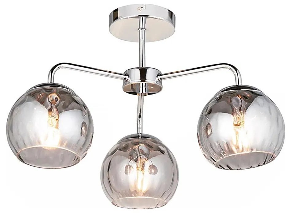 Endon 97971 - Felületre szerelhető csillár DIMPLE 3xE14/25W/230V fényes króm/füstszürke
