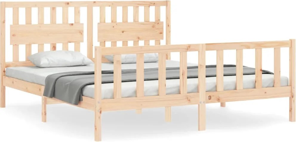 vidaXL tömör fa ágykeret fejtámlával Super King Size