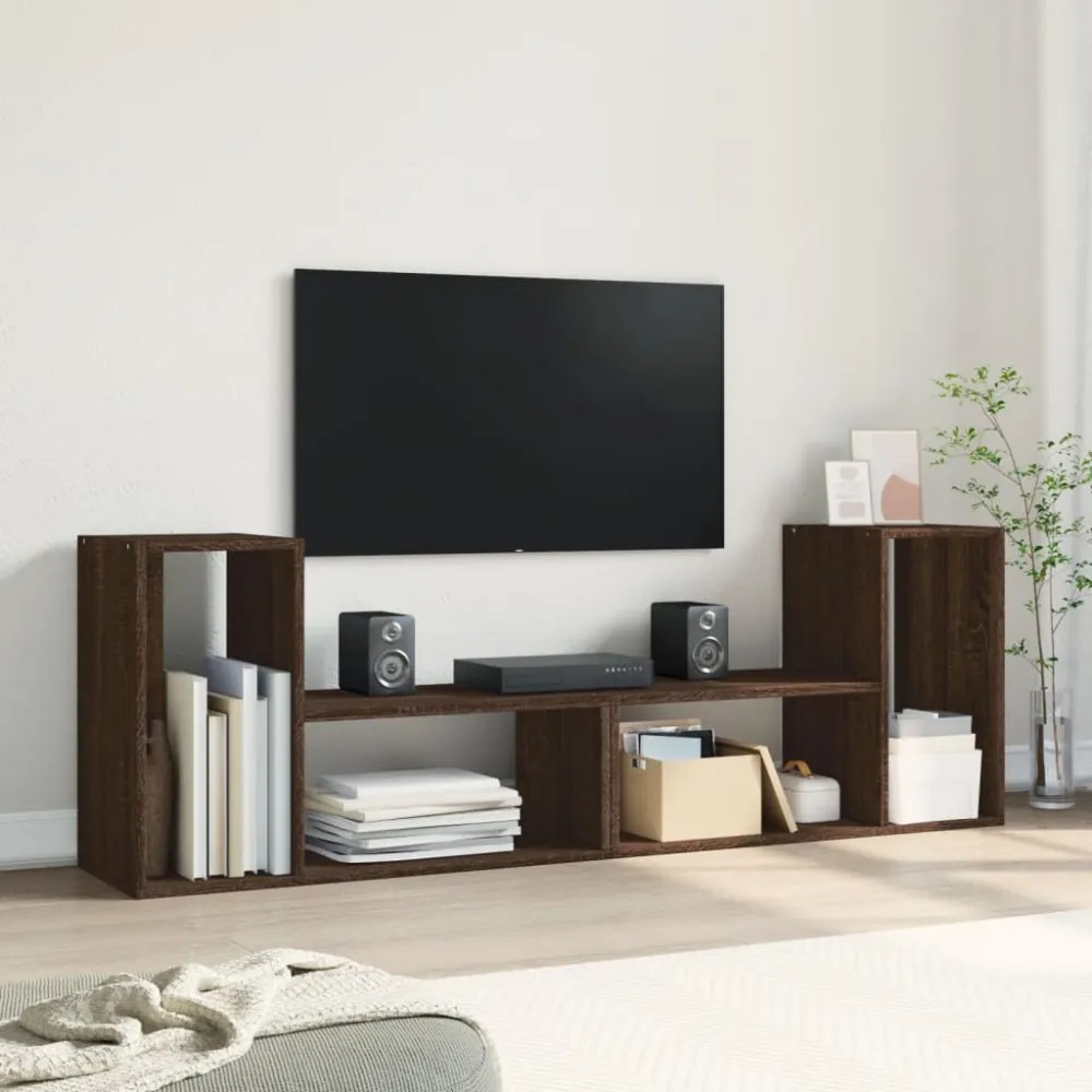 2 db barna tölgy színű szerelt fa TV-szekrény 75 x 30 x 50 cm