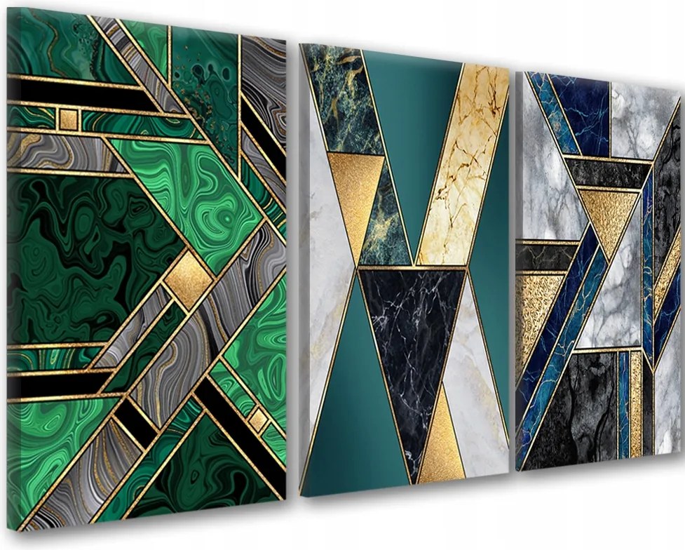 Modern vászonkép falikép nappali triptichon arany