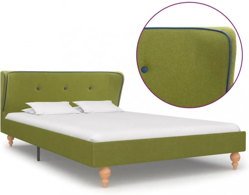 Zöld szövetkárpitozású ágykeret 120 x 200 cm