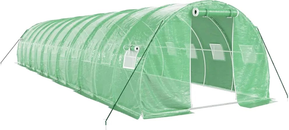 vidaXL zöld acélvázas melegház 36 m² 12 x 3 x 2 m