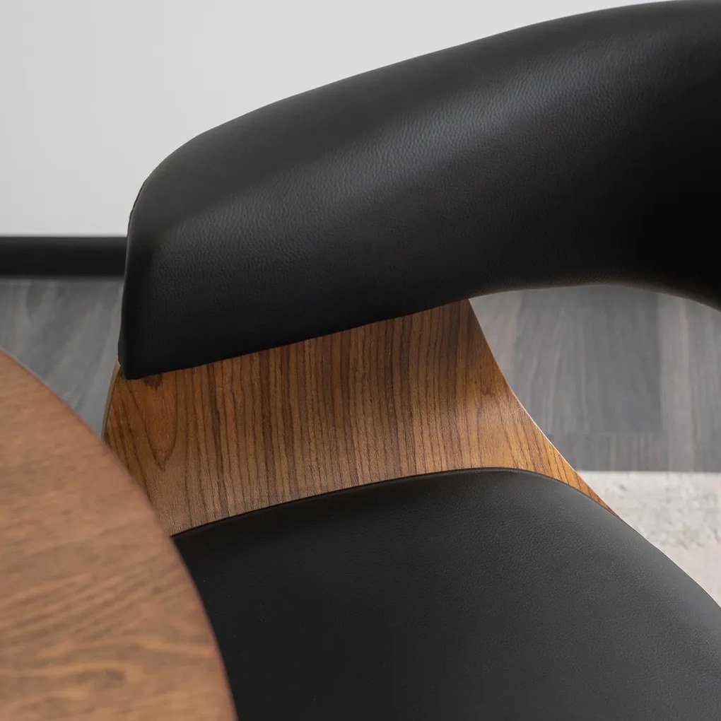 Ohio szék fekete színben, műbőr kárpittal, hajlított rétegelt lemez vázzal