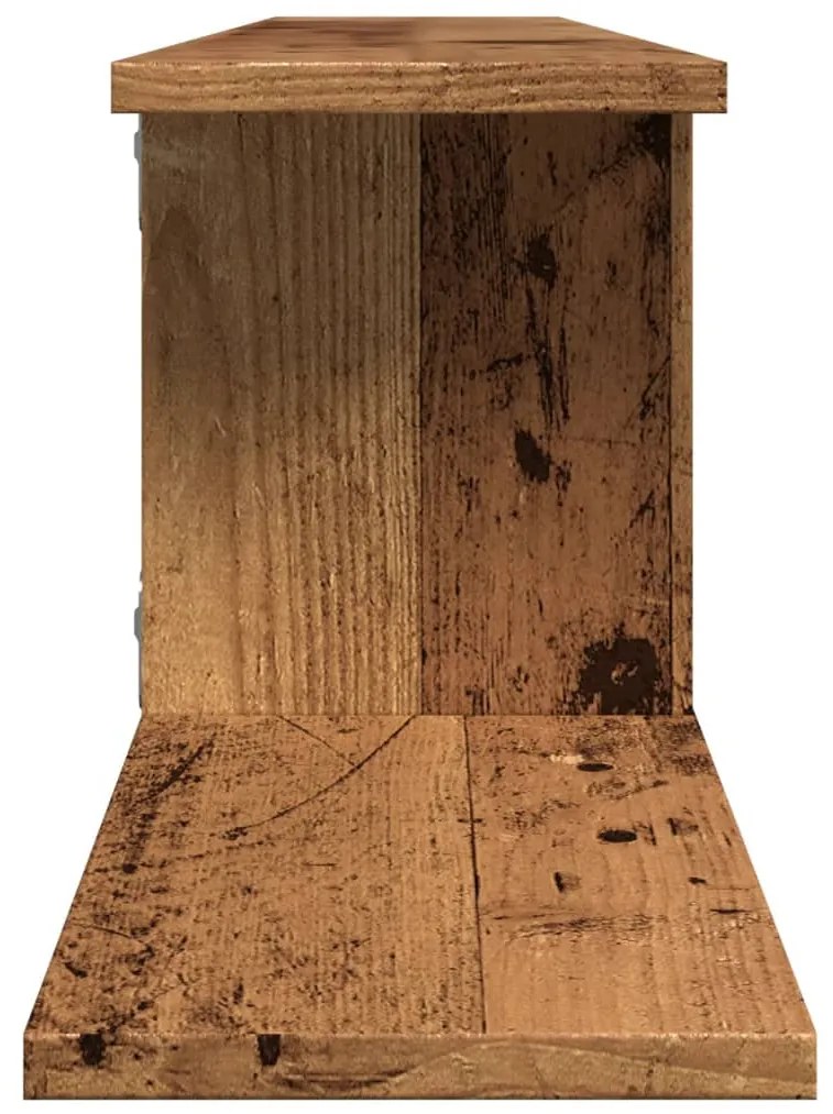 antik fa színű szerelt fa fali TV-polc 125 x 18 x 23 cm