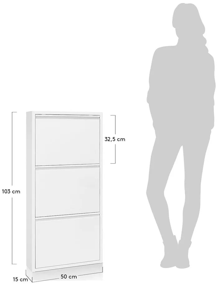 Fehér fém billenő ajtós cipőtartó 50x103x15 cm Ode – Kave Home