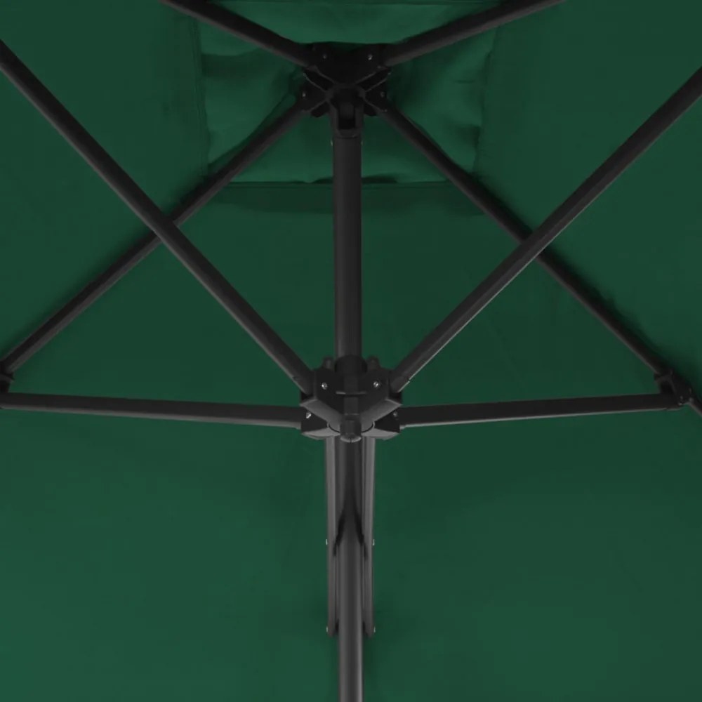zöld kültéri napernyő acélrúddal 250 x 250 cm