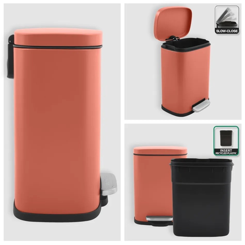 Terrakotta színű acél pedálos szemetes 5 l Akira – Spirella